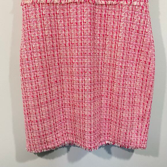 J Crew Women Pink Tweed V-neck Sleeveless Sheath Dress Size 12 #L0147 - Picture 3 of 7